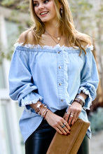 Load image into Gallery viewer, Fringe Denim Blouse
