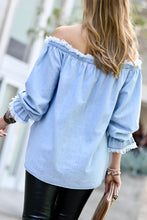 Load image into Gallery viewer, Fringe Denim Blouse
