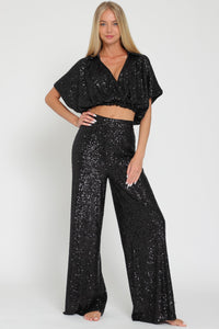 Sequins High Waist Pants