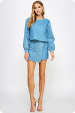 Load image into Gallery viewer, Sequins Denim Skort
