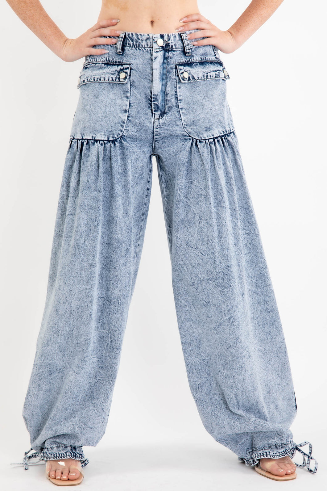 Tie Hem Denim Pants