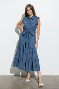 Butterfly Sleeves Soft Denim Dress