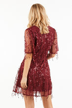 Load image into Gallery viewer, Fringe Wine Dress
