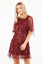 Load image into Gallery viewer, Fringe Wine Dress
