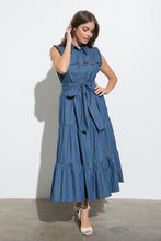 Load image into Gallery viewer, Butterfly Sleeves Soft Denim Dress
