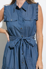 Load image into Gallery viewer, Butterfly Sleeves Soft Denim Dress
