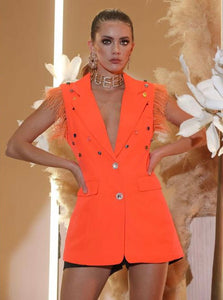 Orange Feather Vest