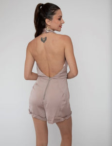 Mocha Satin Romper