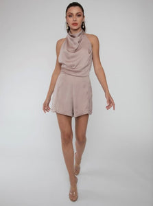 Mocha Satin Romper